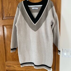 Smash + Tess Cream and Black V-Neck Sweater